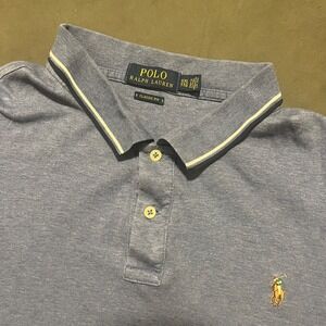 Polo Ralph Lauren Cotton Heather Blue Polo Shirt Mens 2XL XXL Flesh Pony‎